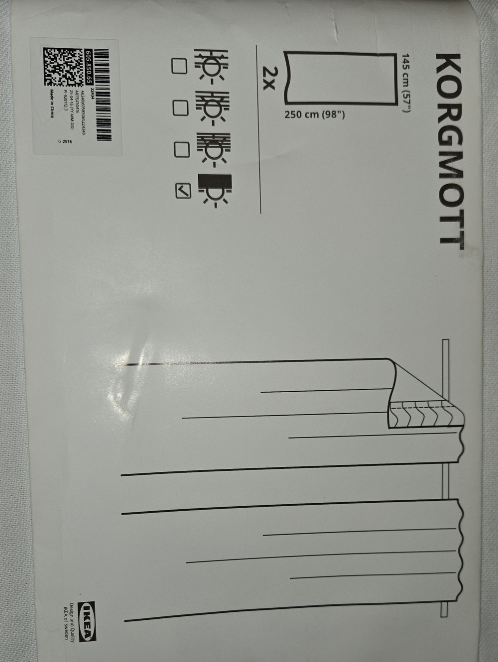 IKEA KORGMOTT White Curtain Panel Set (1 Pair)